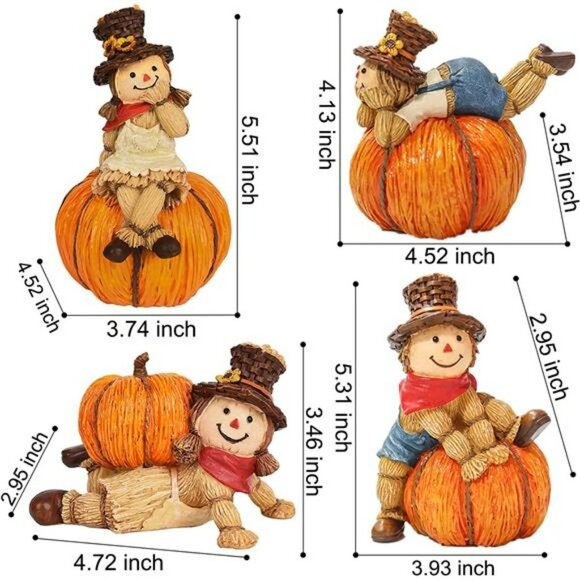 Thanksgiving Scarecrow Pumpkin Harvest Figurines Tiered Tray Decor, (SP-4set) - Picture 5 of 6